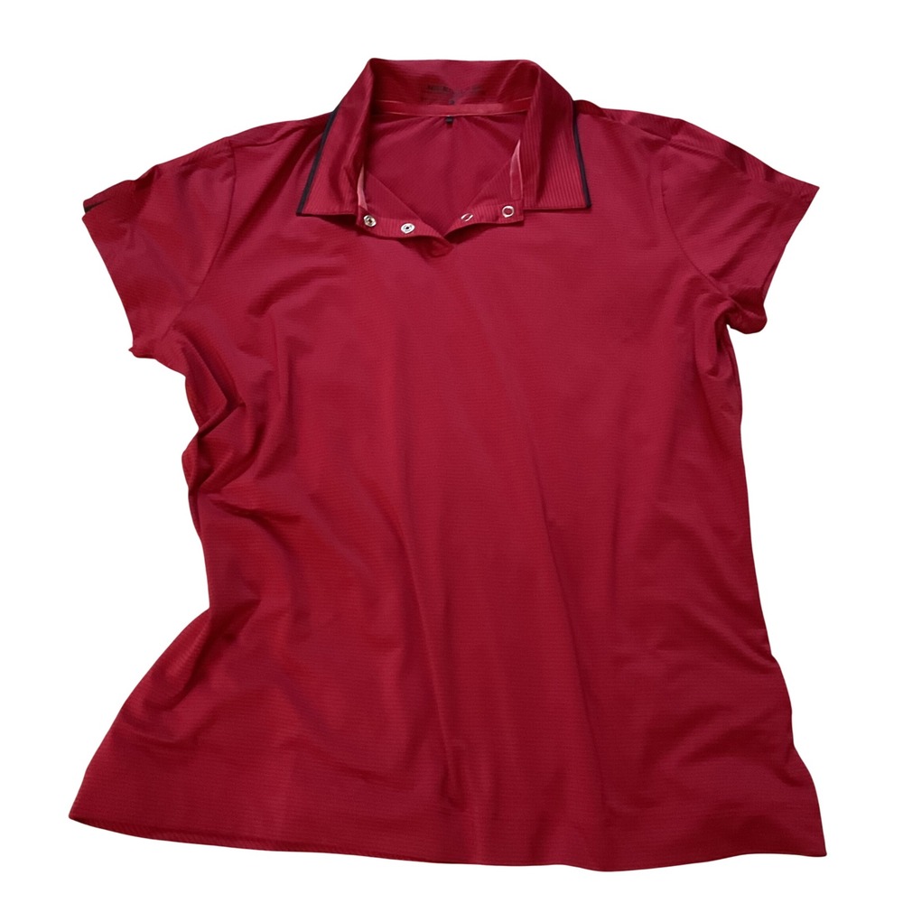 Nike Golf Dri-FIT Red Striped Snap Placket Polo Shirt Womens Large